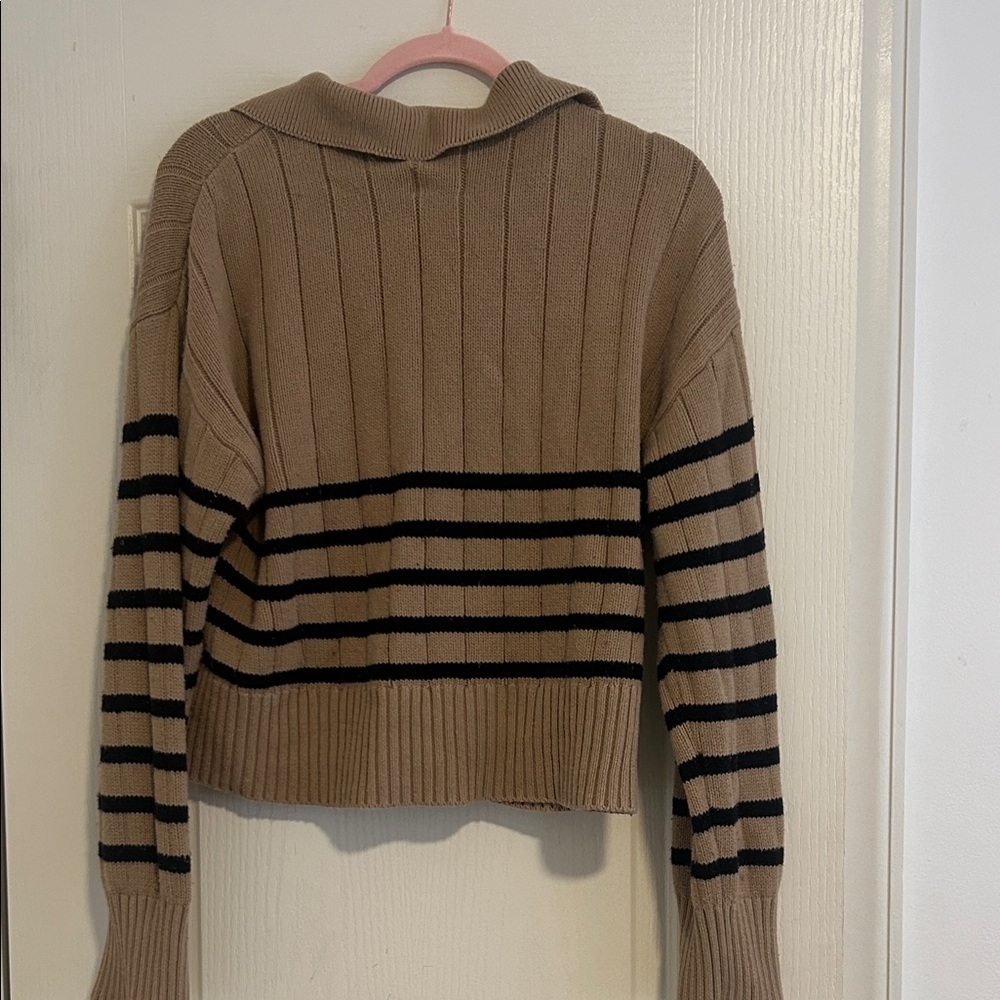 Pistola Brown and Black Striped V-Neck Sweater - Picture 3 of 3